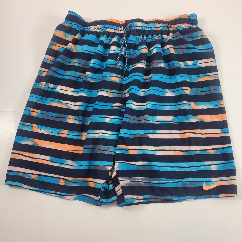 Nike Mens Swim Trunks XXL Black Orange Striped